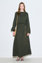 Muslin Waist Tight Dress Dark Green - 2