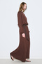 Muslin Waist Tight Dress Brown - 4