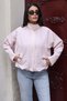 Checkered Fabric Lined Zippered Bomber Jacket Pink - 3