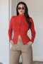 Knitwear Drawstring Buttoned Cardigan Red - 6