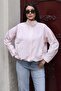 Checkered Fabric Lined Zippered Bomber Jacket Pink - 4