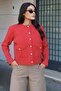 Knitwear Pocketed Buttoned Jacket Red - 2