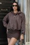 Checkered Fabric Lined Hooded Jacket Brown - 4