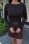 Striped Fabric Waistband Crop Top Brown - 2
