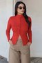 Knitwear Drawstring Buttoned Cardigan Red - 2