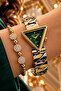 Triangle Case Gold Silver Women's Watch - Steel Band - Japanese Machine - Water Resistant - Special Boxed Dkby2059C3