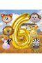 Golden Color Number Balloon Safari 6 Years Birthday Party Balloon Set Safari Animals Theme Party Set - 2