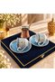 Gilded Double Porcelain Cup Set with Velvet Box and Copper Coffee Pot - 2