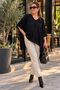 Women's V-Neck Oversize Glittery Knitwear Poncho - 4