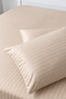 Cotton Striped Satin Elastic Sheet Set - 3