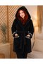 Welsoft Hooded Dressing Gown Black Fleece Plush Dressing Gown Young Adult Dressing Gown - 2
