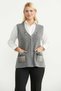 Zippered Knitwear Vest with Pockets - Dark Gray - 2