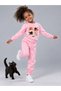 Girl's Cat-Printed Cardigan Top and Bottom Set