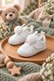 Baby White Rabbit Ears Pompom Velcro Soft Sole Booties First Step Shoes (4-12 Months / 18-19 Size) - L-382 - 3