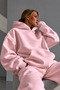 Unisex Pink Soft Fabric Oversized Fit Fleece Lined Hooded Sweatshirt Hoodie - 2