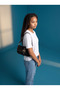 Women's Suede Baguette Shoulder Bag with Belt Buckle - 5
