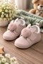 Baby Pink Powder Rabbit Ear Pompom Velcro Soft Sole Booties First Step Shoes (4-12 Months / 18-19 Size) - L-382 - 5