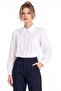 White Cotton Shirt with Lace Collar and Ribbed Detail - 4