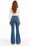 Blue Women's High Waist Flared L Stretch Fabric Jean Trousers -'70S Style' Flare Jean - 6