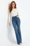 Blue Women's High Waist Flared L Stretch Fabric Jean Trousers -'70S Style' Flare Jean - 3