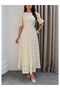 Balloon Sleeve Floral Embroidered Dress - 3