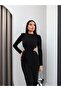 Waist-Shaped Padded Long-Sleeved Dress - 6