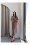 Draped Cowl Neck Asymmetric Dress