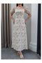 Square Neck Balloon Sleeve Embroidered Dress - 3