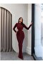 Waist-Shaped Padded Long-Sleeved Dress - 4