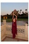 Eh Collection Draped Satin Dress with Shawl Accessory - 5