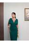 V-Neck Shoulder Buckle Detailed Midi Dress - 2