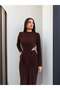 Waist-Shaped Padded Long-Sleeved Dress - 6