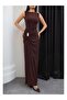 Buckle Detail Draped Sleeveless Long Dress - 3