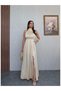 Halter Neck Slit Satin Dress - 4