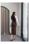 Square Collar Thick Strap Suede Dress - 5