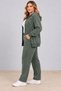 Women's Embroidery Detailed Zippered Hooded Sweatshirt and Wide Leg Sweatpants Top and Bottom Set C9130-Khaki - 7