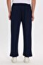 Men's Navy Blue Baggy Fit Comfortable Cut Modal Fabric Soft Texture Waist Tie Side Pocket Sweatpants - 6