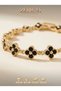 316L Steel Women's Bracelet with Clover Figure and Black Zircon Stone