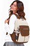 Waterproof Fabric Unisex Daily School Backpack 2601 Water Green-Tan - 3