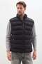Embroidered Stand Collar Double Pocket Puffer Vest - 6