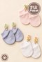 Baby Girl Newborn Combed Organic Cotton Baby Gloves Set of 3 - Salmon