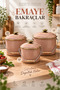 Enamel Bakraç Set of 3 20-22-24 cm Brown - Yogurt Bakracı and Storage Container - 2