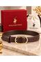 Asian Genuine Leather Gold Buckle Brown Women's Belt