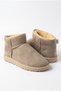Classic Ultra Mini Platform Chestnut Mini Tan Suede Fur Lined Thin Sole Women's Boots - 2