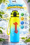 Hydra Boost Edition 1 Liter One-Touch Open Leak-Proof Locking Lid Filtered and Healthy Special Design Bpa-Free Odor-Free Gym School Office Motivational Tritan Water Bottle with Strap Yellow Blue - 3