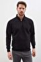 3 Thread Half-Zip Stand Collar Kangaroo Pocket Sweatshirt
