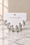 Women's Silver Color Zircon Stone 3 Pairs Oval Hoop Earrings Set - 2