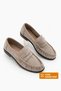 Women's Genuine Leather Oval Toe Moccasin Stitched Drawstring Loafer Casual Shoes Lefora Beige Suede