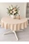 Aura Liquid-Proof Wrinkle-Free Round Tablecloth Beige