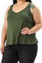Plus Size V-Neck Flared Cut Khaki Blouse - 5